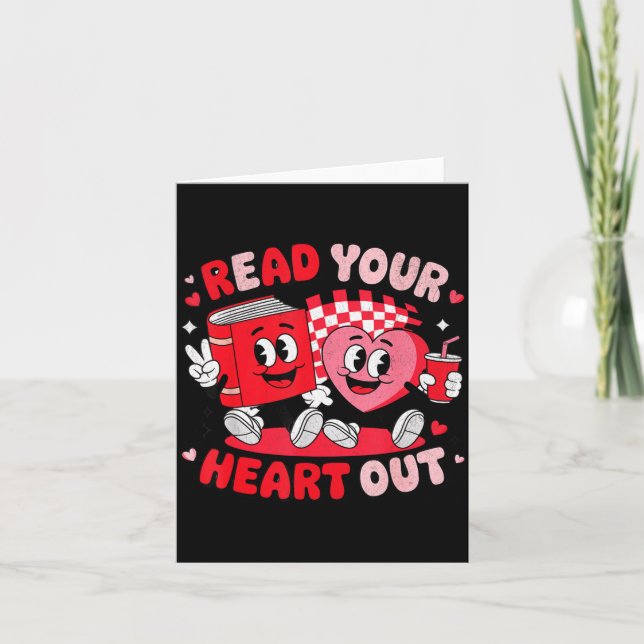 Read Your Heart Out Valentine's Day Retro Teacher  Card (Front)
