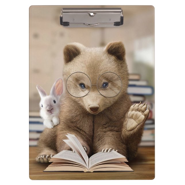 Reader Gift Bear And Rabbit Read Books Clipboard (Front)