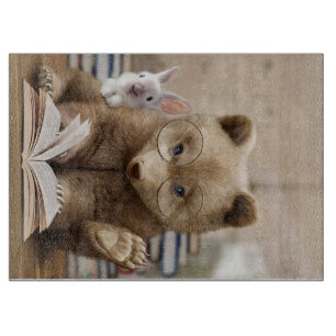 Reader Gift Bear And Rabbit Read Books Cutting Board