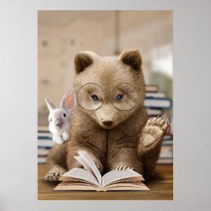 Reader Gift Bear And Rabbit Read Books Poster