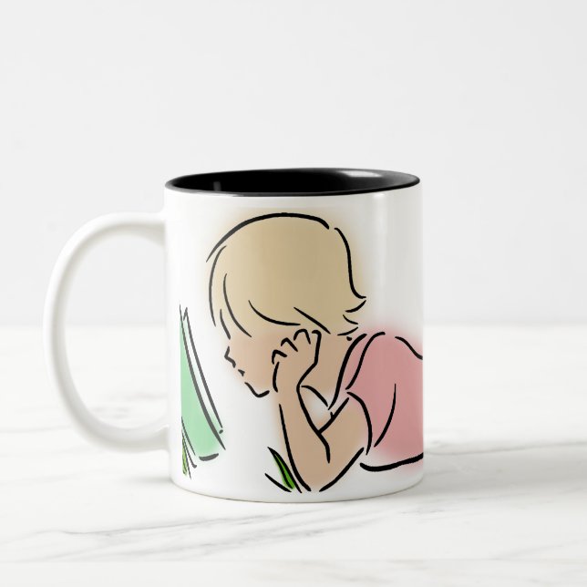 Reader in Grass Two-Tone Coffee Mug (Left)