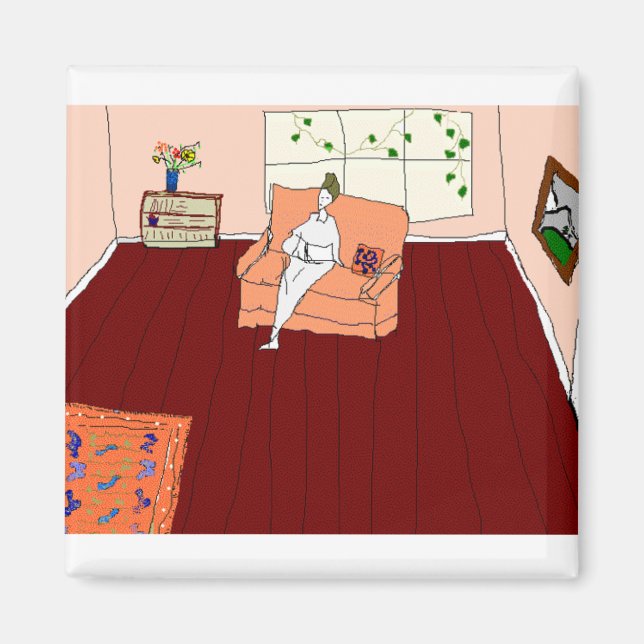 reader in peach room magnet (Front)