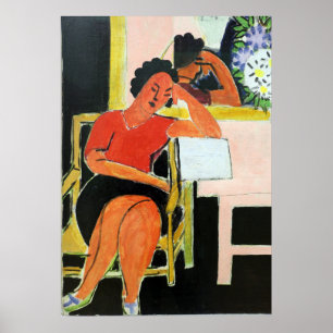 Reader on Black Background Matisse Poster