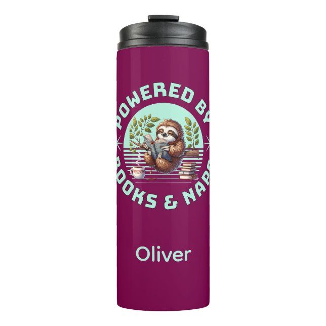 Reader Sloth. Unique Gift for Book Lover Thermal Tumbler (Front)