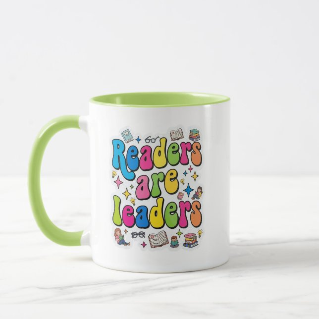 Readers are leaders - book lover reading mug (Left)