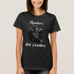 Readers Are Leaders Chimpanzee Reading A Book T-Shirt