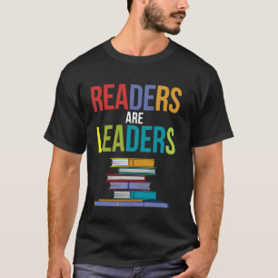 Readers Are Leaders Colourful Book Stack Art T-Shirt