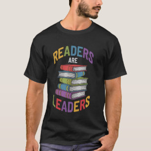 Readers Are Leaders with Colourful Book Stack T-Shirt