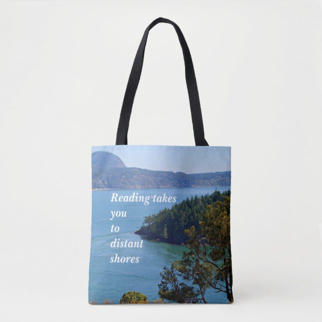 Reader's book tote, beautiful ocean scene tote bag (Front)