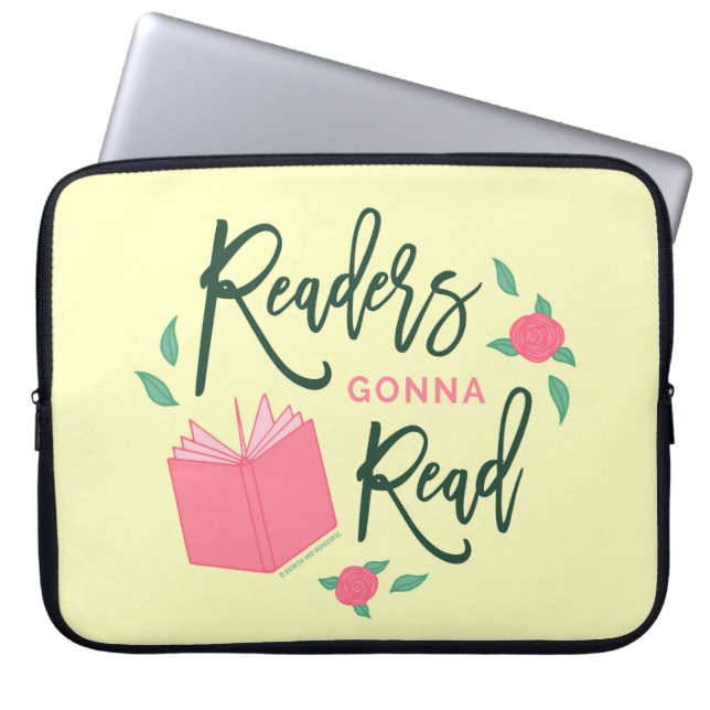 Readers Gonna Read Bookish Floral Laptop Sleeve (Front)