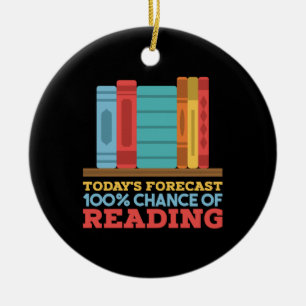 Reading - 100% Chance of Reading Funny Book Ceramic Tree Decoration