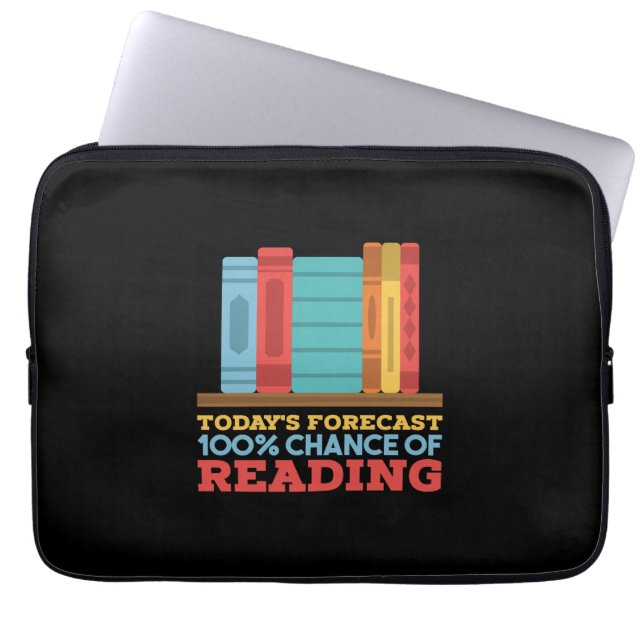 Reading - 100% Chance of Reading Funny Book Laptop Sleeve (Front)
