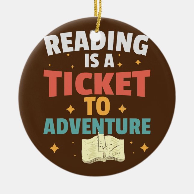 Reading Adventure Library Student Teacher Book Ceramic Tree Decoration (Front)