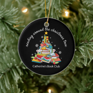Reading Around The Christmas Tree Book Club Ceramic Tree Decoration