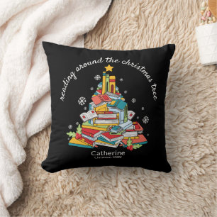 Reading Around The Christmas Tree Custom Name Cushion