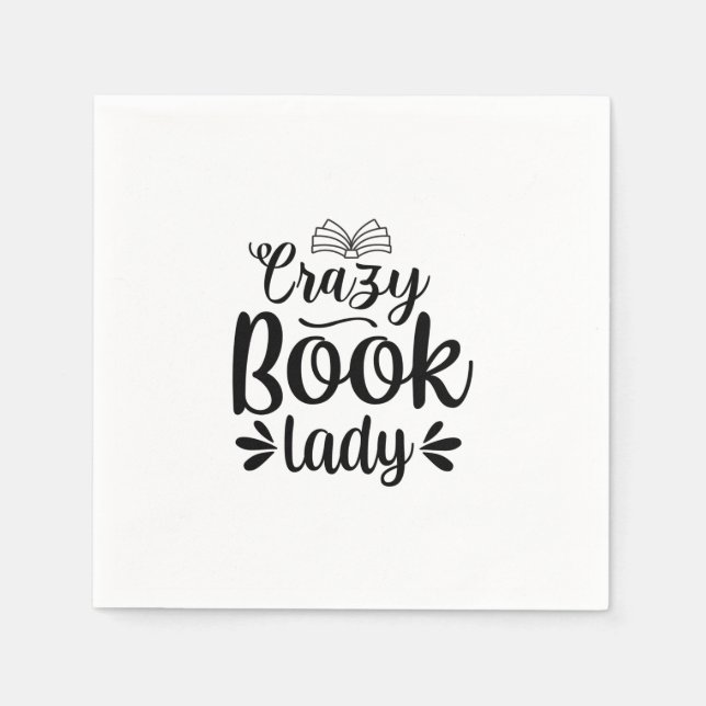 Reading Art Crazy Book Lady Napkin (Front)