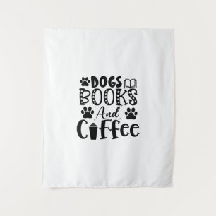 Reading Art Dogs Books And Coffee Tapestry
