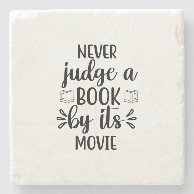 Reading Art Never Judge A Book By Its Movie Stone Coaster (Front)