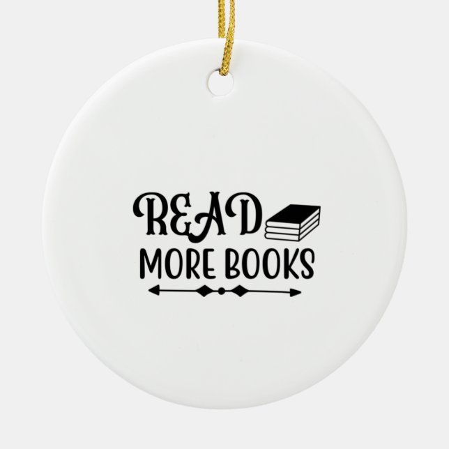 Reading Art Read More Books Ceramic Tree Decoration (Front)