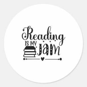 Reading Art Reading Is My Jam Classic Round Sticker