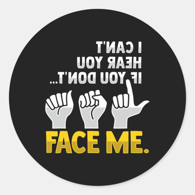 Reading Asl Hand Gesture Deaf Hearing Loss Awarene Classic Round Sticker (Front)