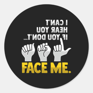 Reading Asl Hand Gesture Deaf Hearing Loss Awarene Classic Round Sticker