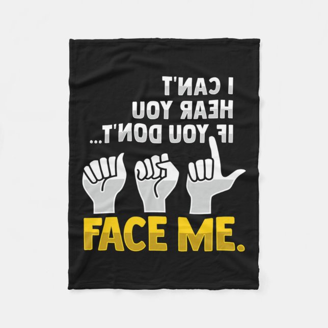 Reading Asl Hand Gesture Deaf Hearing Loss Awarene Fleece Blanket (Front)