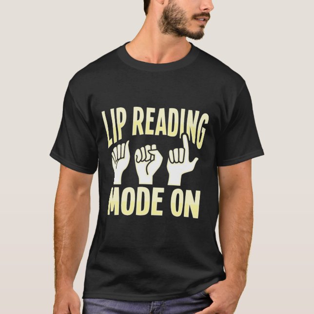 Reading Asl Hand Gesture Deaf Hearing Loss Awarene T-Shirt (Front)