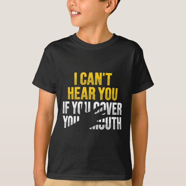 Reading Asl Hand Gesture Deaf Hearing Loss Awarene T-Shirt (Front)