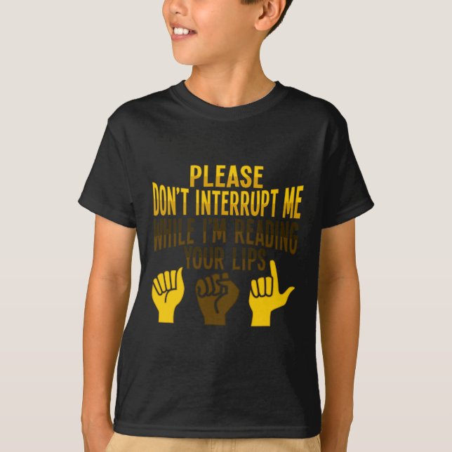 Reading Asl Hand Gesture Deaf Hearing Loss Awarene T-Shirt (Front)