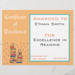 Reading Award certificate Teacher supplies