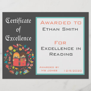 Reading Award certificate Teacher supplies
