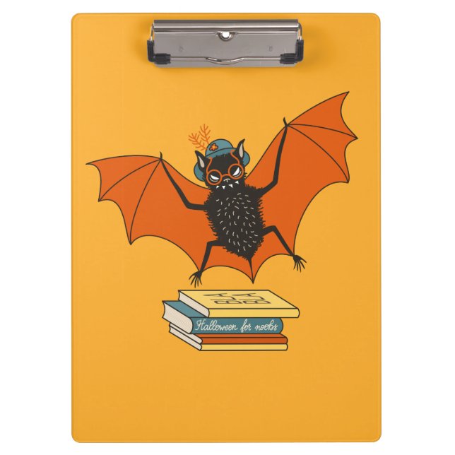 Reading Bat | Whimsical Librarian with Books Clipboard (Front)