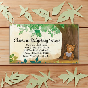 Reading Bear Babysitter Daycare Childcare Teacher Business Card