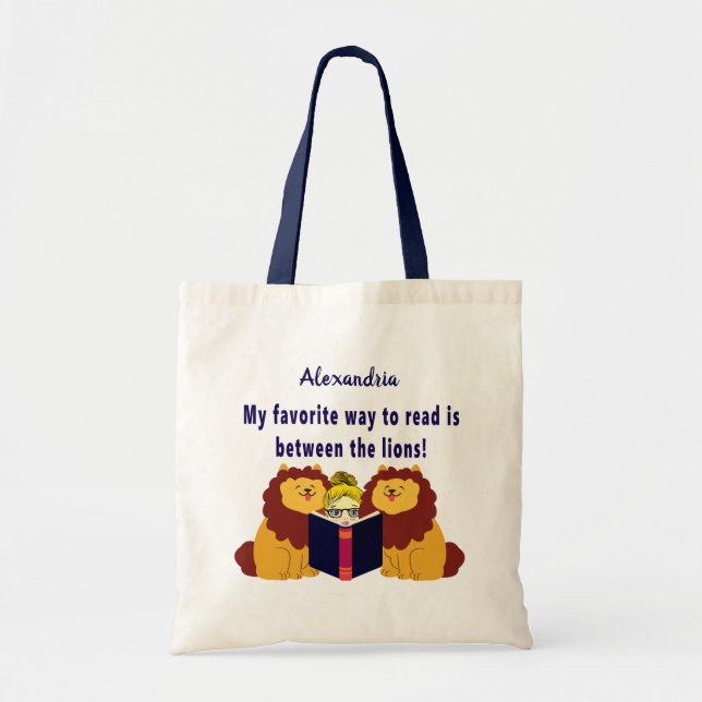 Reading between the Lions Tote Bag (Front)