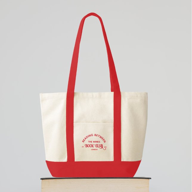 Reading Between The Wines Book Club Red Crest Tote Bag (Creator Uploaded)