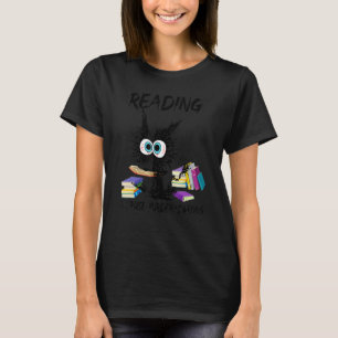 Reading Book Because Murder Is Wrong Black Cat Hum T-Shirt