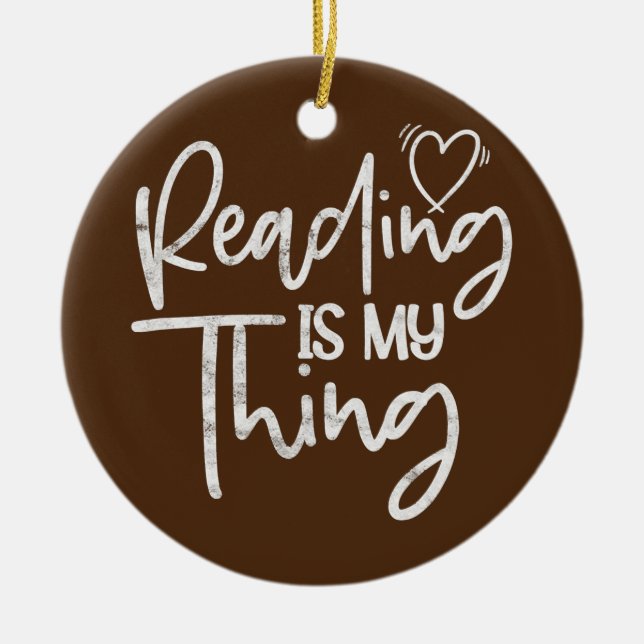 Reading Book Reader Bookworm Librarian Teacher Ceramic Tree Decoration (Front)