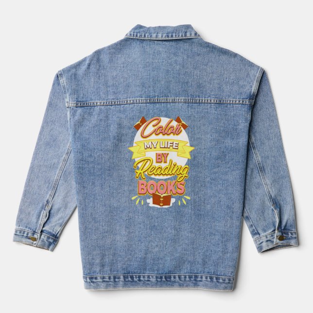 Reading Books Book Reading Club Librarian Library  Denim Jacket (Back)