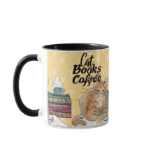 Reading Books Cute Cats Coffee