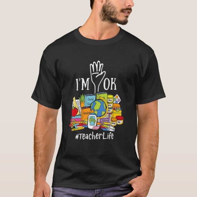 Reading Books Librarian Reader Nerd I'm Ok Teacher T-Shirt (Front)