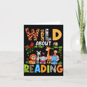 Reading books reader librarian wild animals lover card