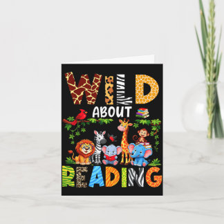 Reading books reader librarian wild animals lover card
