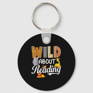 Reading books reader librarian wild animals lover key ring
