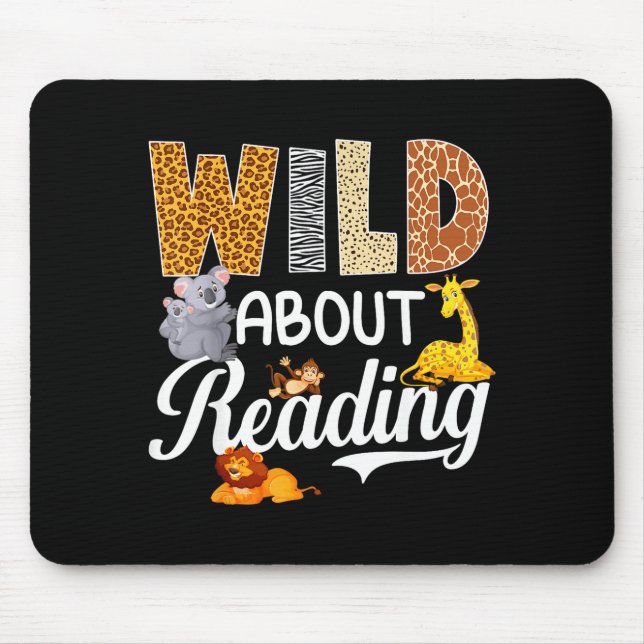 Reading books reader librarian wild animals lover mouse pad (Front)