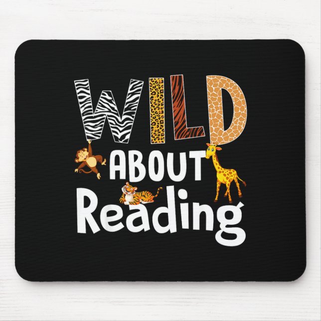 Reading books reader librarian wild animals lover mouse pad (Front)