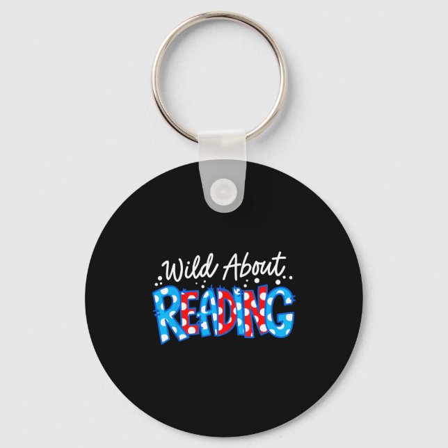 Reading books reader lover librarian teacher kids key ring (Front)