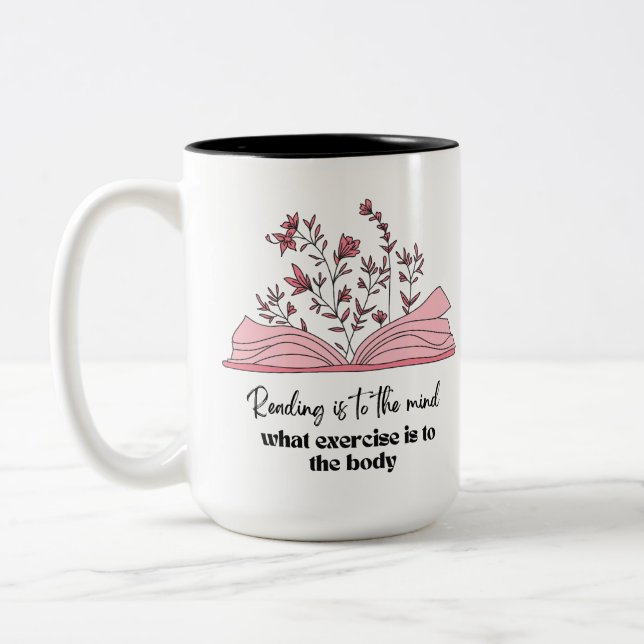 READING BOOKS Two-Tone COFFEE MUG (Left)