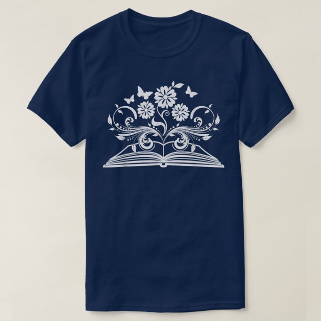 Reading, Books, Women Girls Kids Flowers Teacher B T-Shirt (Design Front)