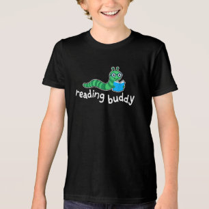 Reading buddy Cute bookworm with book Tri-Blend Shirt